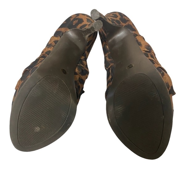 Nine West O-High Street X5 Leopard Ruffle Mesh Back Zip High Heels Stilettos 8 - Picture 8 of 9